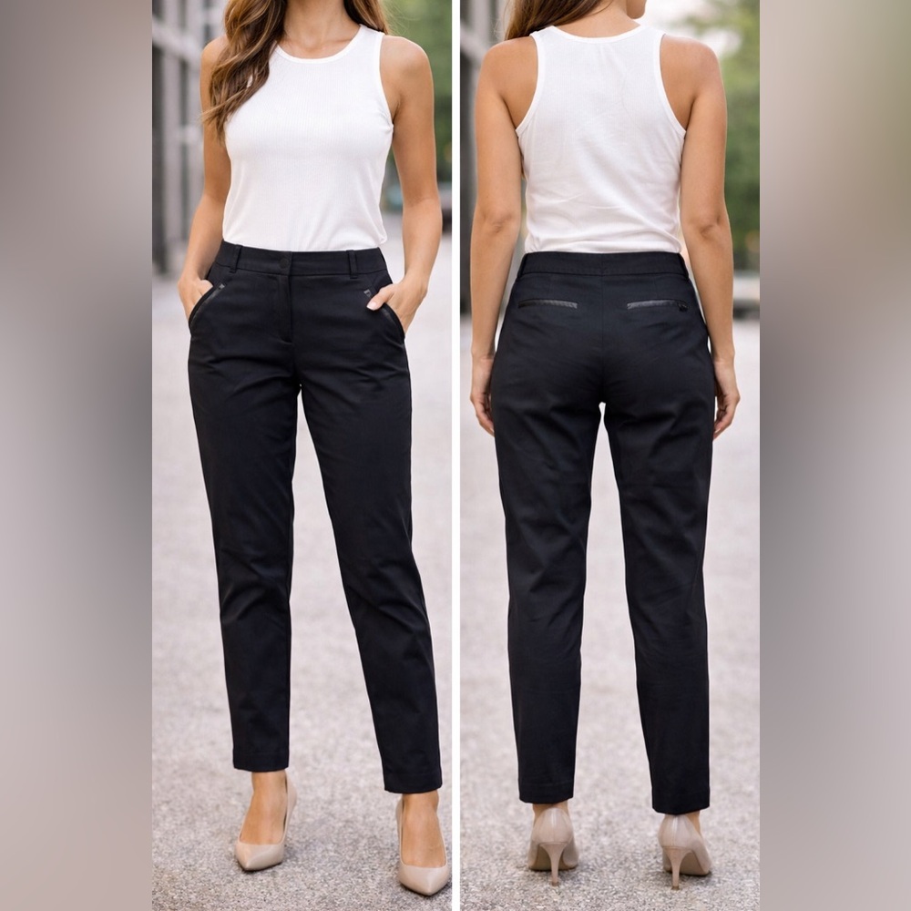 Alfani Trousers With Faux Leather Pocket